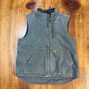 Carhartt Fleece Lined vest Medium Work Outdoor Zip Y2K Sleeveless V33 GVL KK16